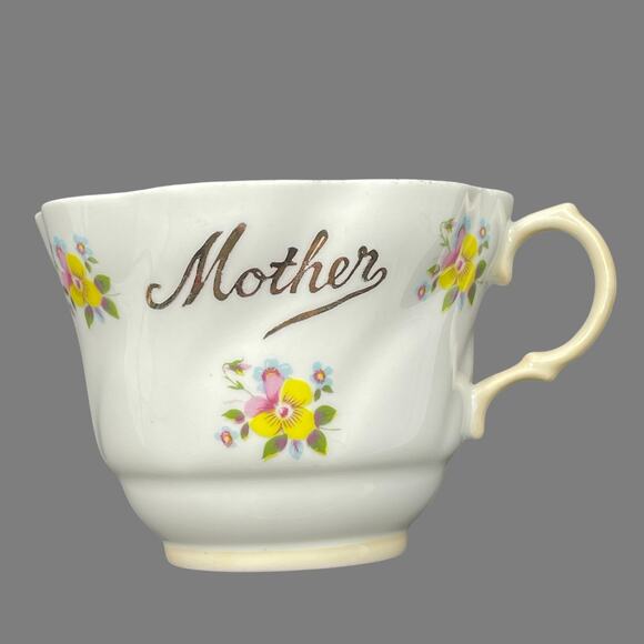 Royal Dover Tea Cup Bone China Mother Floral Gold Trim Made in England - Picture 1 of 6
